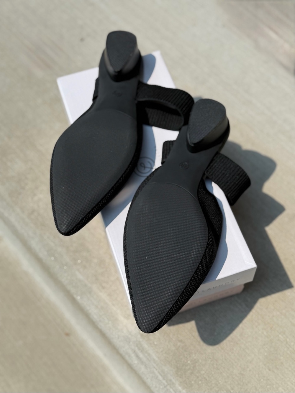 Pointed Knit Mary Jane Mules in Black - Picture 5 of 5